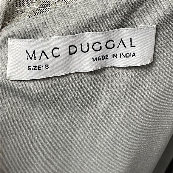 Mac Duggal 9237 High Neck Flutter Cap Long Sleeve Tiered Embellished Gown Sz 8 - Picture 8 of 13